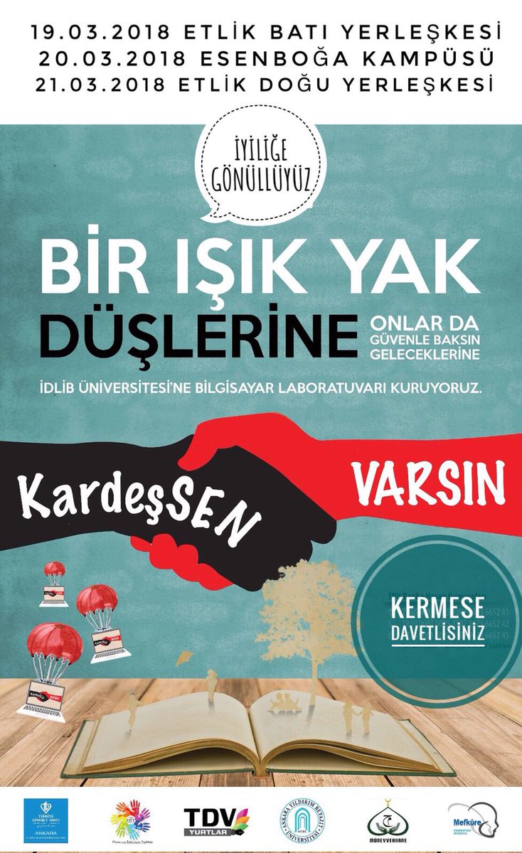 Bizler <a href="/ybuankara/">Ankara Yıldırım Beyazıt Üniversitesi</a> öğrenci kulüpleri olarak İdlib’teki kardeşlerimizin geleceklerine güvenle bakmaları için ışık yakmak istiyoruz. Gelin bu işi hep beraber yapalım. <a href="/DiyanetVakfi/">Türkiye Diyanet Vakfı</a> 
#BirIşıkYakDüşlerine
#KardeşSenVarsın