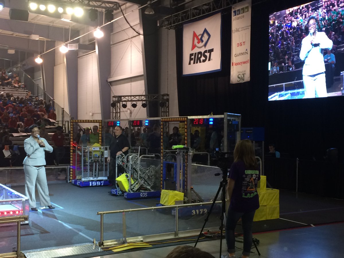 MCCKansasCity's tweet photo. A second weekend of prime robotics action is underway at #MCCBizTech - @ChancellorMCC gave a shout out of encouragement to all of the participants in the @FIRSTKCRobotics @STEMKC Greater KC Regional FIRST Robotics Competition this morning! Good luck! #BeMoreAtMCC https://t.co/4TYAgowENj