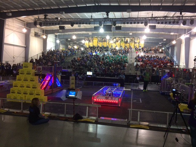 MCCKansasCity's tweet photo. A second weekend of prime robotics action is underway at #MCCBizTech - @ChancellorMCC gave a shout out of encouragement to all of the participants in the @FIRSTKCRobotics @STEMKC Greater KC Regional FIRST Robotics Competition this morning! Good luck! #BeMoreAtMCC https://t.co/4TYAgowENj