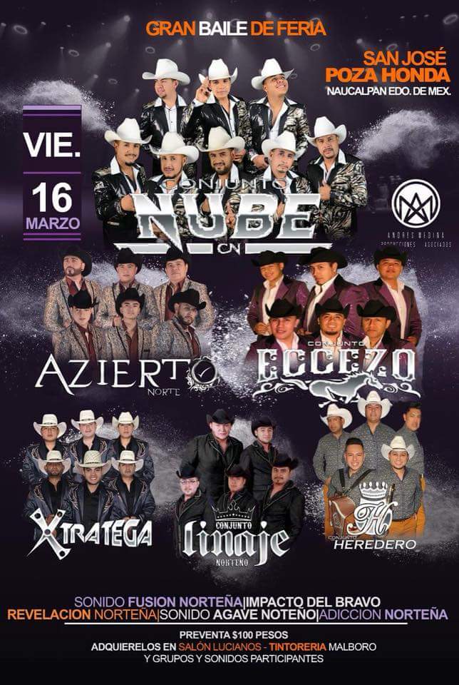 ConjuntoEccezo's tweet photo. HOY, HOY nos vemos en San Jose Poza Honda, Naucalpan alternando con nuestros amigos de @ConjuntoNube a si que no faltes que te vamos a poner a bailar al puro estilo norteño-sax 🎤👌 https://t.co/T3pEDPYoAR