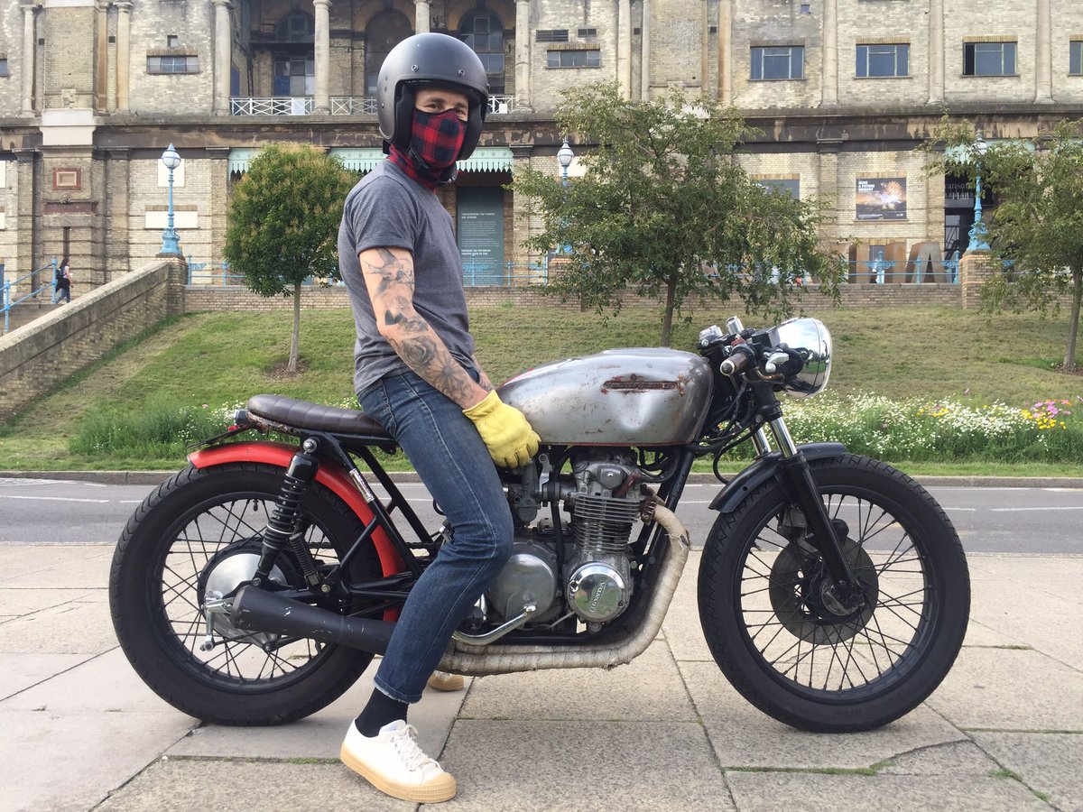 Rare Bird London Customer Bobby On His Custom 1977 Honda Cb550 Wearing His Red Navy Check Flannel Mask Caferacer Caferacerdreams Caferacer Cb550 Rocker T Co E8yixrrcyc