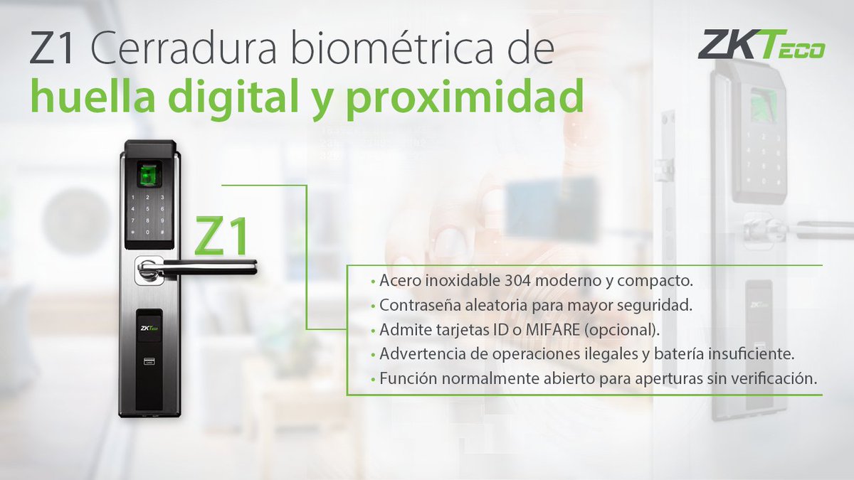 ¡Nueva Cerradura Biométrica!
Olvídate de las llaves e ingresa al mundo de la practicidad con la nueva Z1 ☝️ /🔑. #ZKTeco
Contraseña, proximidad, voz guía, huella digital, etc.
Conoce todas sus características: zktecolatinoamerica.com/z1