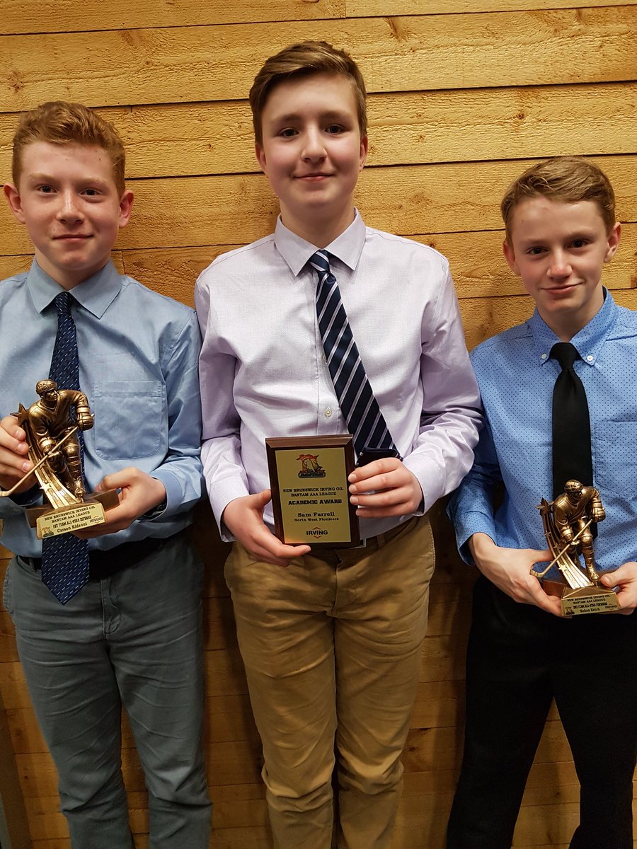 Pionniers taking home some mantel pieces at NB Bantam AAA Minor awards banquet.