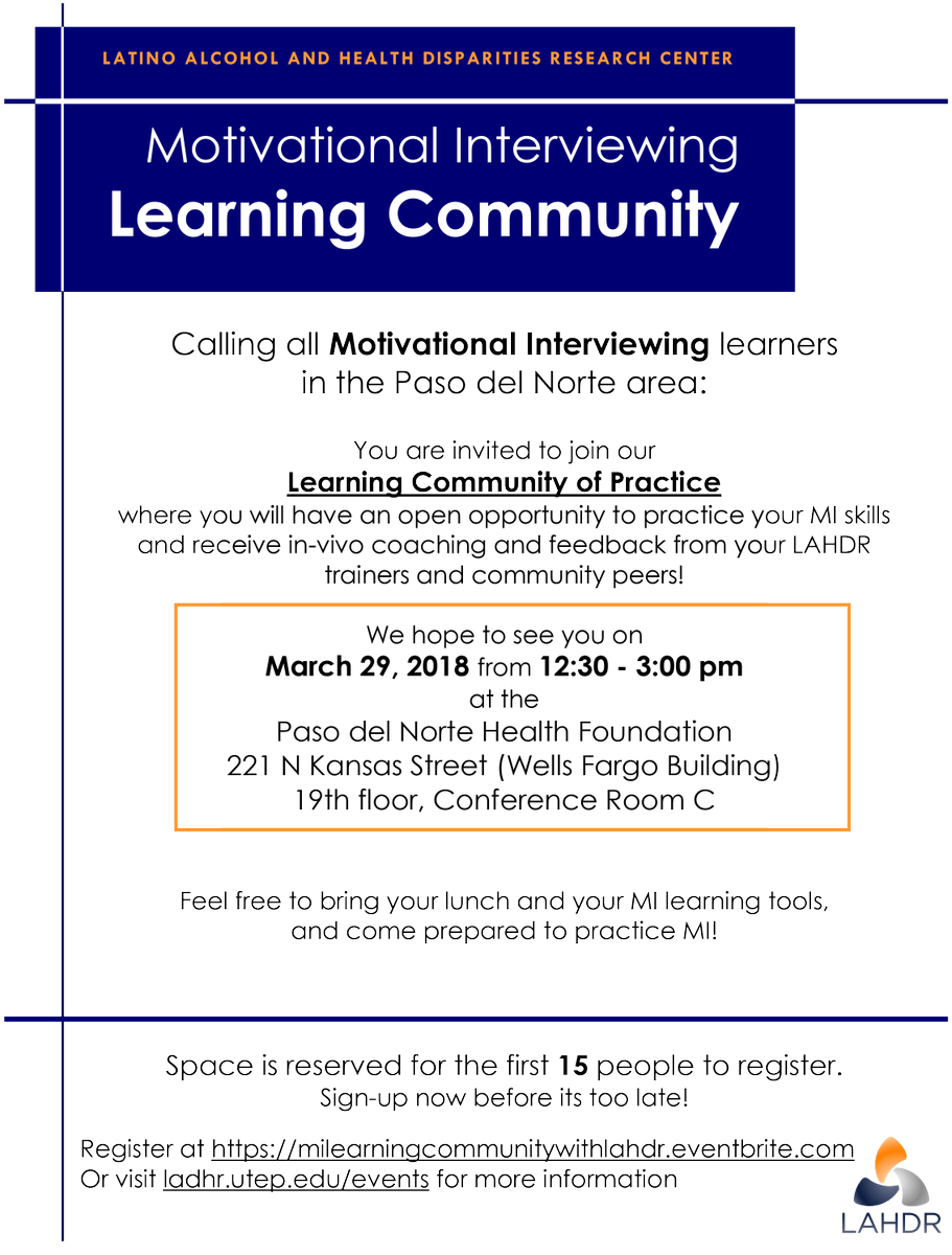 lahdrcenter's tweet photo. MI training.

#LAHDR #Learningcommunity #MI https://t.co/3HRnEH19Is