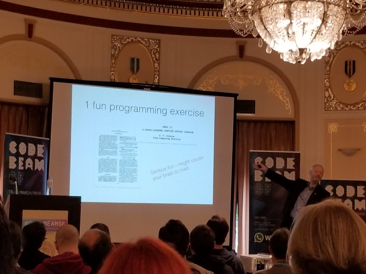 MailanReiser's tweet image. Loved the "Forgotten ideas in Computer Science" keynote from Erlang co-creator @joeerl. Some great recommendations "Serious fun - might make your brain melt" #CodeBEAMSF #Erlang #elixirlang