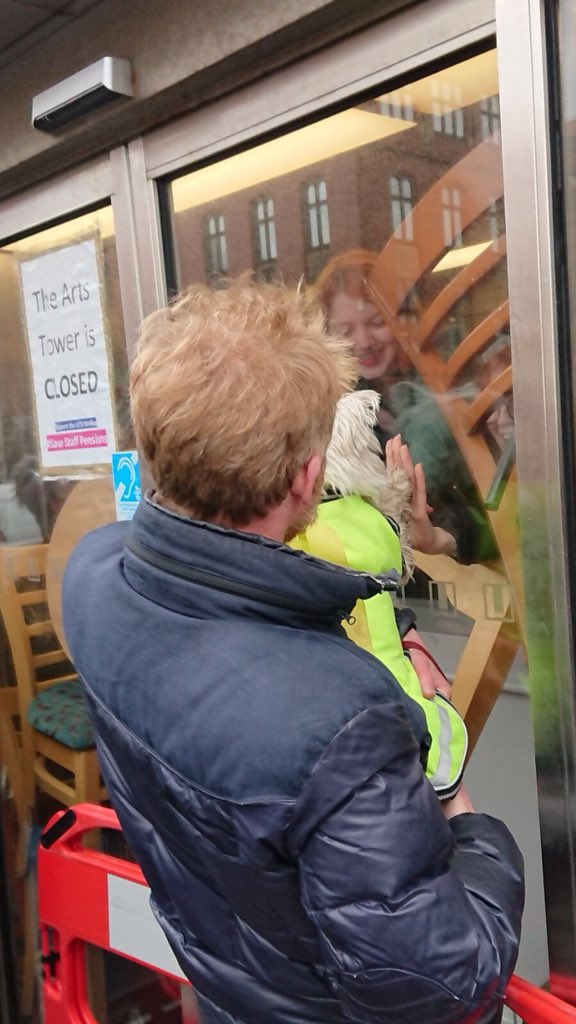 ChilcottJim's tweet photo. Contact - Keep it up -You have all our thoughts with you. @sheffielducu @ucu #NoCapitulation #OccupyTheArtsTower #dogsonpicketlines  @ScHARRSheffield @freeunisheff #USStrikes https://t.co/YQVv0tsOGt