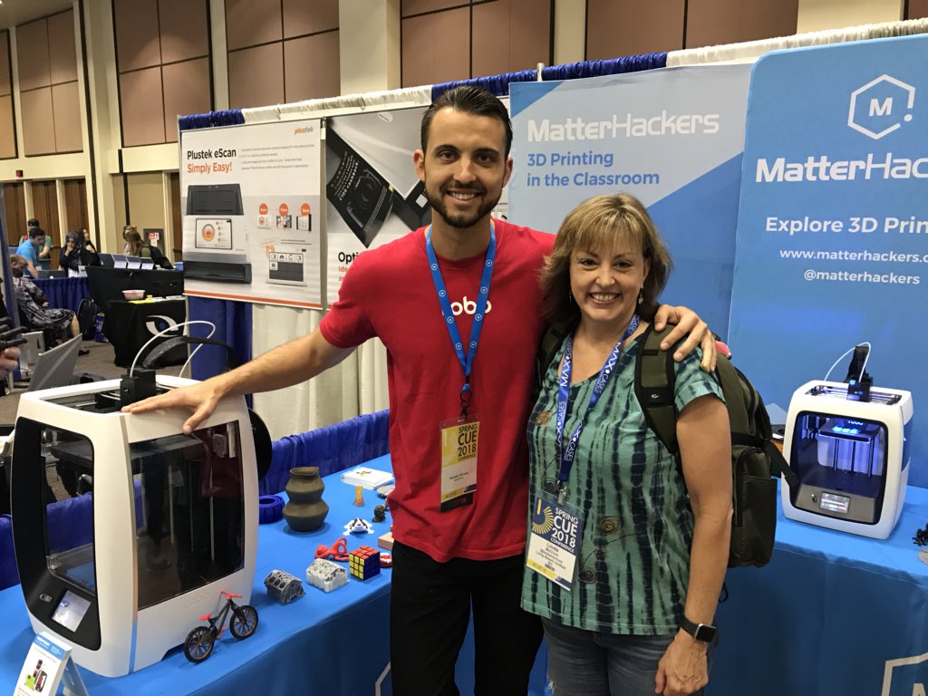 Lindamcclure's tweet photo. It was great to meet you at #cue18, Braydon! I love my #robo3d printers. https://t.co/VTlspEVJ26 https://t.co/t5wOjX2ooy