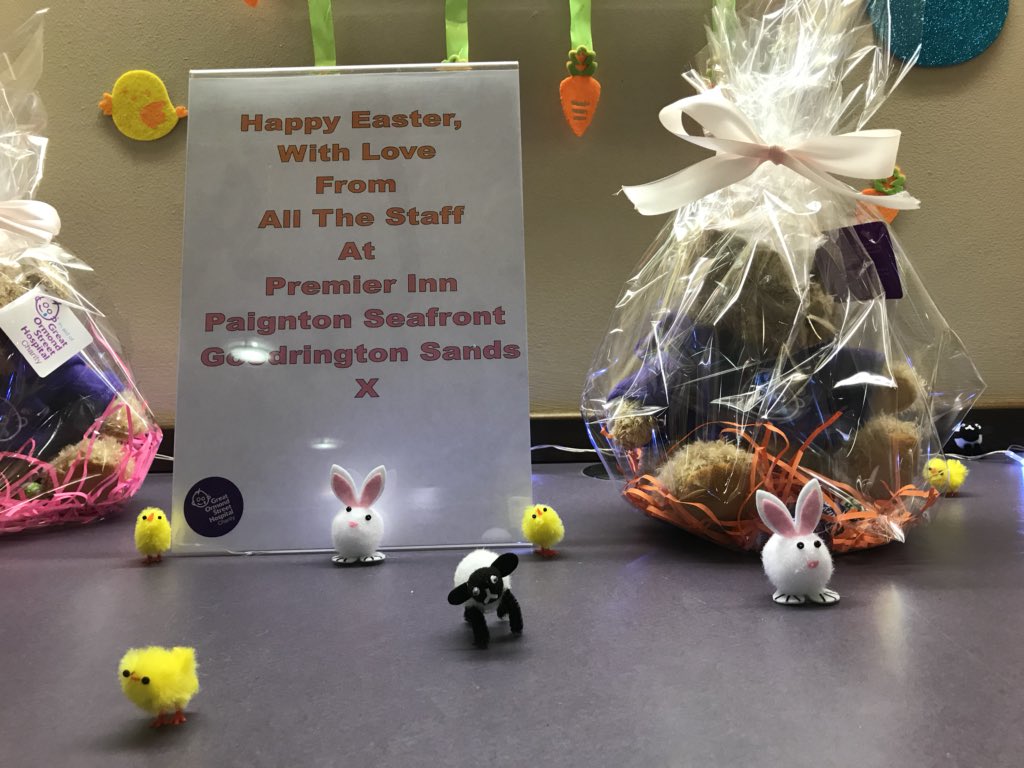 Easter has arrived here at Goodrington! Bernard bear🐻 is loving all the little animals hanging around!🐰🐥🐣🐑  #easter #easterbunny #bernardbear #GOSH #Devon #colourful #purpleteam