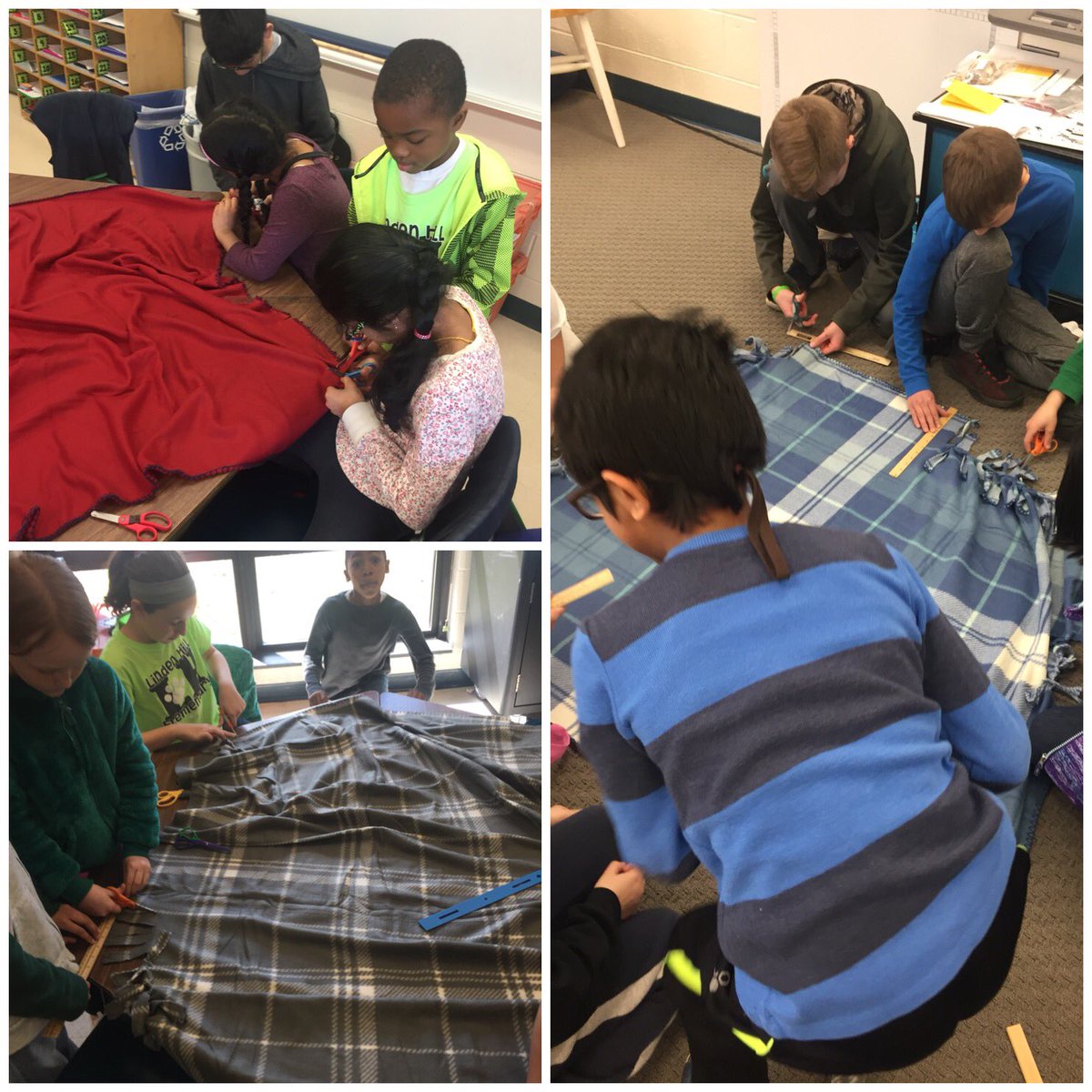 Making blankets for the Linus project as our Leaders of the Pride community service project! #lhepride