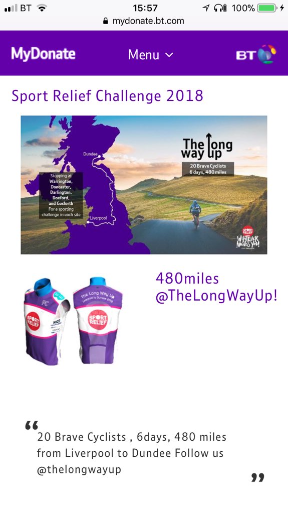 johndmack's tweet photo. @RobBrydon Hey Brydon we will all have ‘sittingburn’ (see what I did there!) 480 miles for #SportRelief worth a RT (the challenge not the joke) @thelongwayup1 https://t.co/k7WjVzv6aV https://t.co/bIftgQOreZ