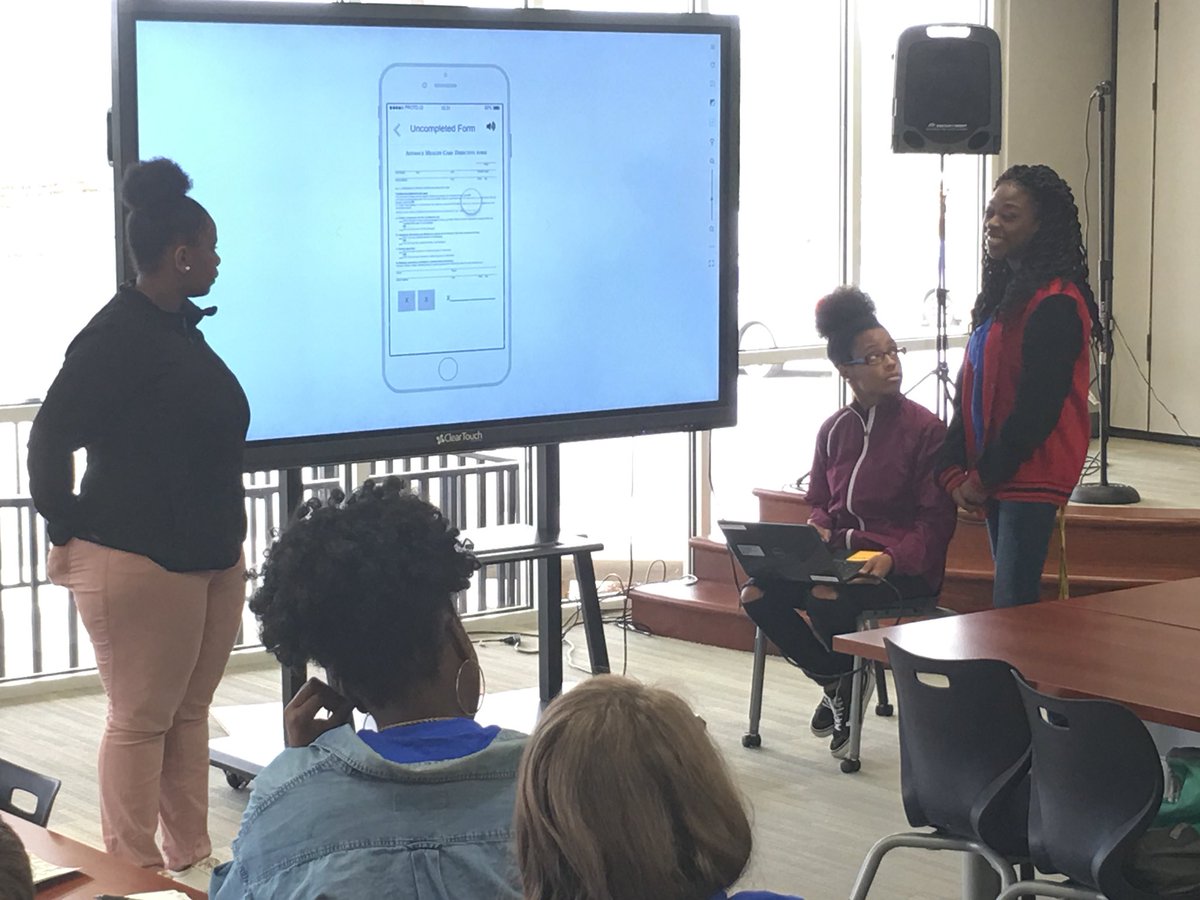 BibbSchools's tweet image. Our students, these from Northeast High, are participating in @navicenthealth’s #Code4Care Hackathon at @WSHCCA1780.