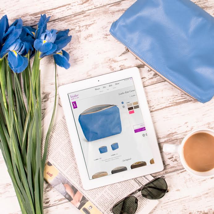Happy Friday! The only blues we have today are in this photo! Shop our bright leather colors for Spring <a href="/veeshee/">Sylvie</a>.com! #Veeshee #cosmeticbag #travelbag #springtrends