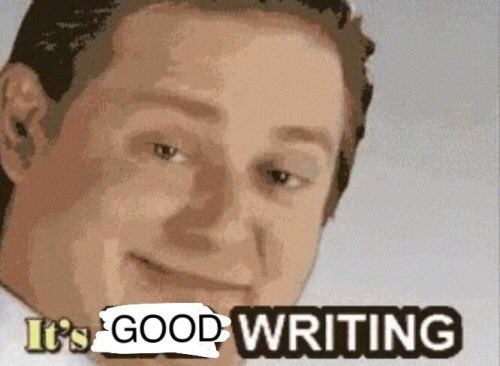 exgoth's tweet photo. Here's a thread of my writing projects, but they're poorly summarized through reaction images/memes. https://t.co/CJDBh2u7X9