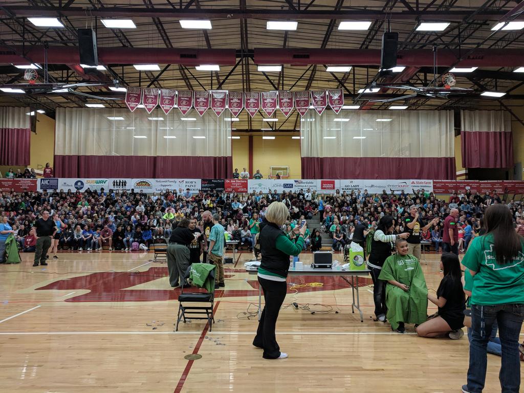RHS_SID's tweet photo. Professional stylists styling some bald heads for @StBaldricks_RHS #scissorsup #ArrowsUp @RiverdaleHighTN https://t.co/rX8wihzr54