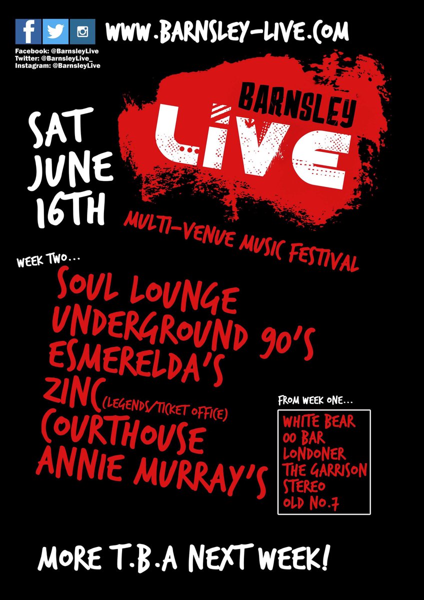⚡️⚡️MORE VENUES ANNOUNCED ⚡️⚡️
Tag, share, and like, as we continue to set our stall for our one day Tarn takeover!
#barnsleyisbrill