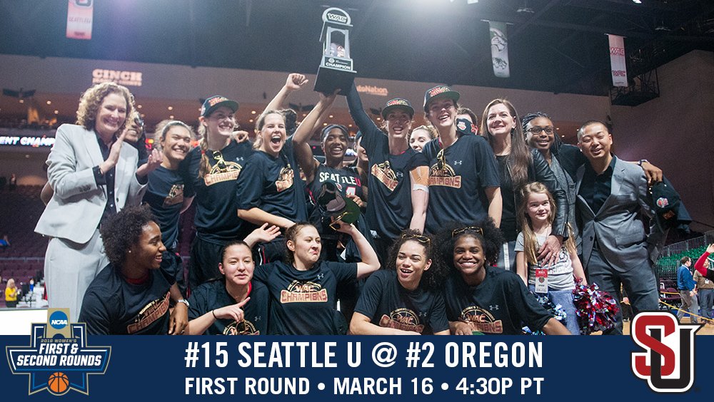 UAConference's tweet photo. #WACtion We've got an NCAA Tournament doubleheader today as @NMStateMBB and @su_wbb represent the WAC!
No. 15 Seattle U vs. No. 2 Oregon, 4:30 p.m., ESPN2: https://t.co/3HhtWBdr7E
No. 12 NM State vs. No. 5 Clemson, 7:57 p.m. MT, @truTV: https://t.co/f8HcvMwDAV
#BackTheWAC https://t.co/TgkhE3OXPu