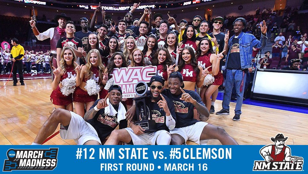 UAConference's tweet photo. #WACtion We've got an NCAA Tournament doubleheader today as @NMStateMBB and @su_wbb represent the WAC!
No. 15 Seattle U vs. No. 2 Oregon, 4:30 p.m., ESPN2: https://t.co/3HhtWBdr7E
No. 12 NM State vs. No. 5 Clemson, 7:57 p.m. MT, @truTV: https://t.co/f8HcvMwDAV
#BackTheWAC https://t.co/TgkhE3OXPu