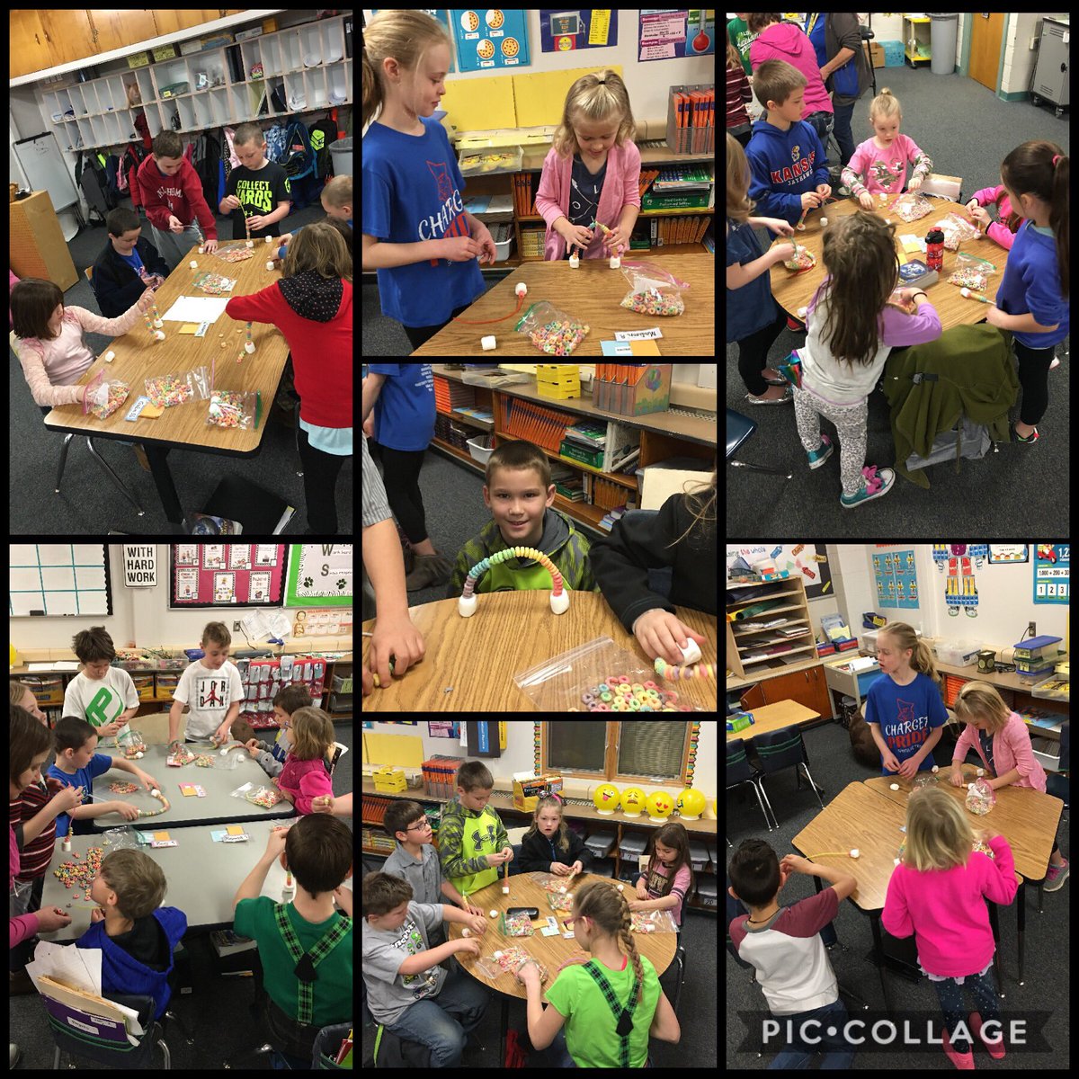 MrsOac's tweet photo. @OacSchool Mrs. Colvin’s class has a great time this morning with their 1st grade reading buddies, from Mrs. Kraus’s class! We learned about how rainbows are made &amp; then we made our very own rainbows out of fruit loops, pipe cleaners, &amp; marshmallows!🌈🍀😁👍🏼 https://t.co/tzlwS0QDud