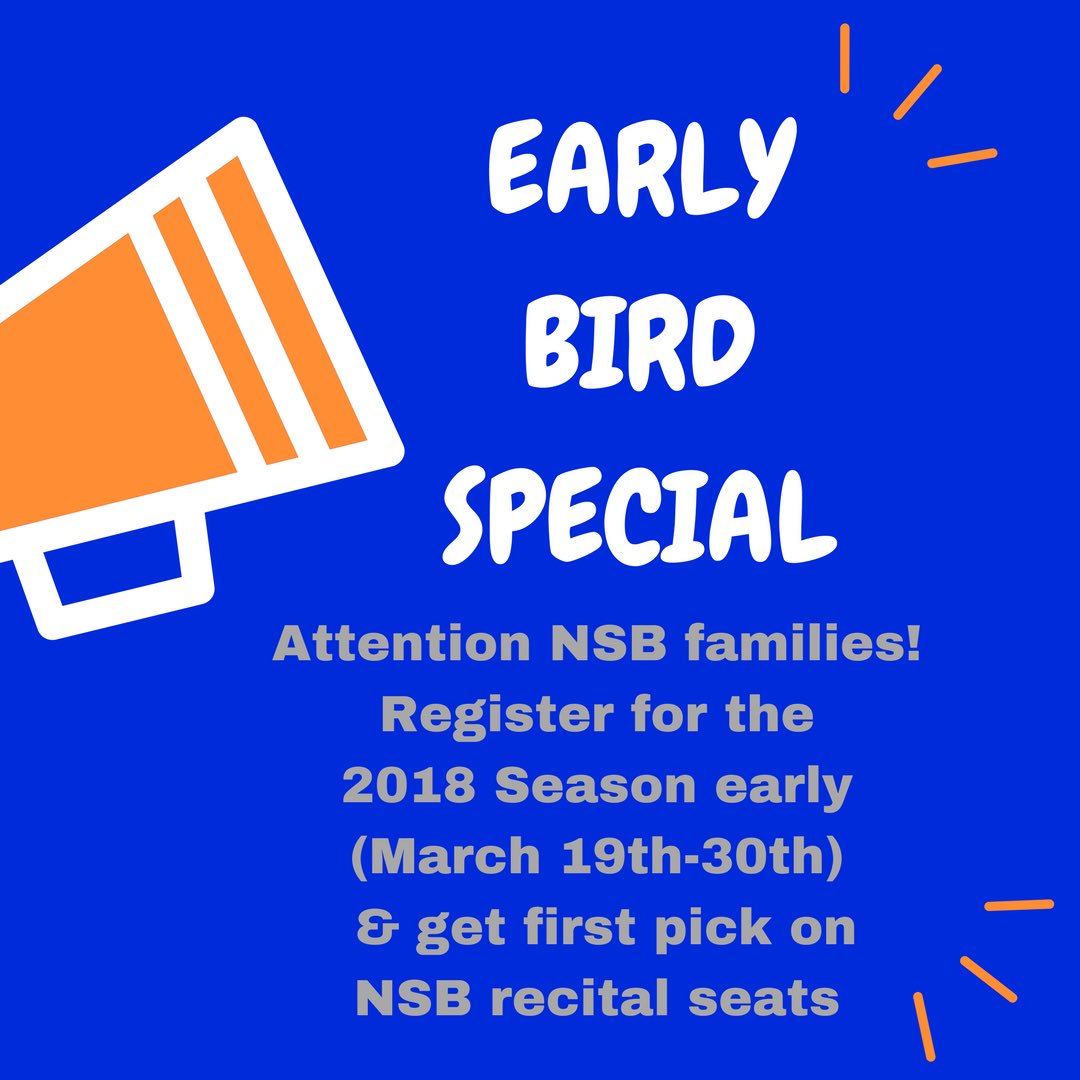 NextStepBway's tweet photo. Attention #NSB Families !
Register for our 2018 Season early (March 19th-30th) &amp; get first pick on our recital tickets! 
Schedule here: https://t.co/P4hK5yNUqd
•
•
•
#nsbrecital2018 #nextstepbroadway #fallschedule #dance #dancerlife #earlybird #earlybirdspecial https://t.co/SO1O3tRuXa