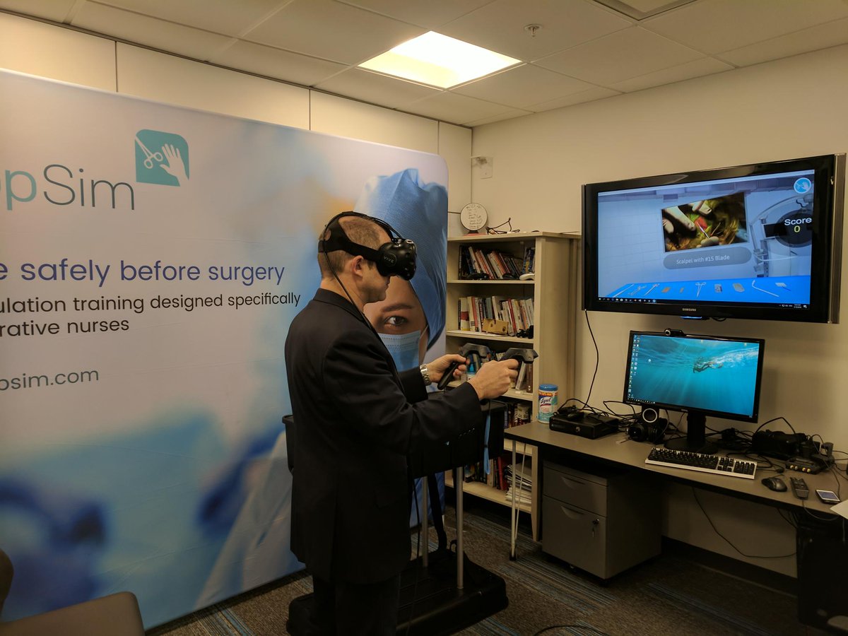 oculyshealth's tweet photo. Very cool! Franck did VR training for the OR to test his operating skills.  
(Turns out he should never operate on Humans) 
Stick to Oculys Franck :) 
#healthcare #innovation #interfacehealth https://t.co/9C6zsBgD7j