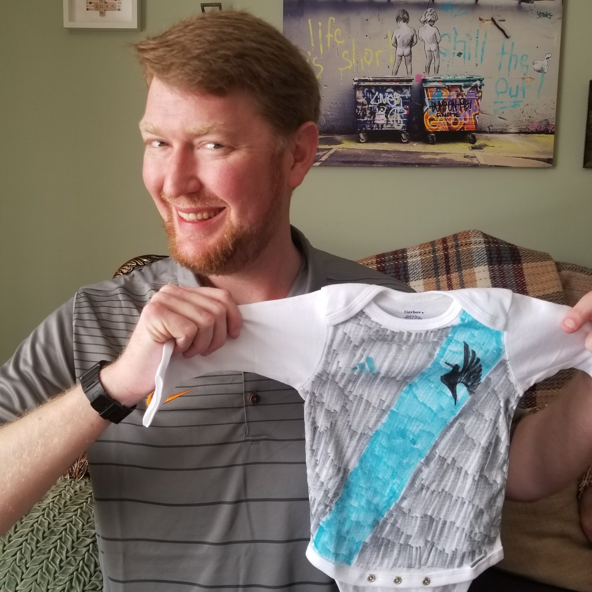 a_croat's tweet photo. @mkerfeld making the new babies of the world ready for the @MNUFC home opener tomorrow! https://t.co/mF33OzqcmR