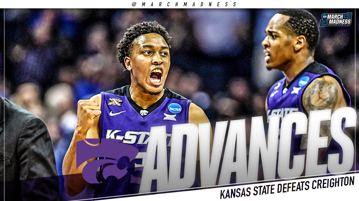 MarchMadnessMBB's tweet photo. K-State moves on! #EMAW

(9) Kansas State downs (8) Creighton 69-59. #MarchMadness https://t.co/Mm8fsKDniX