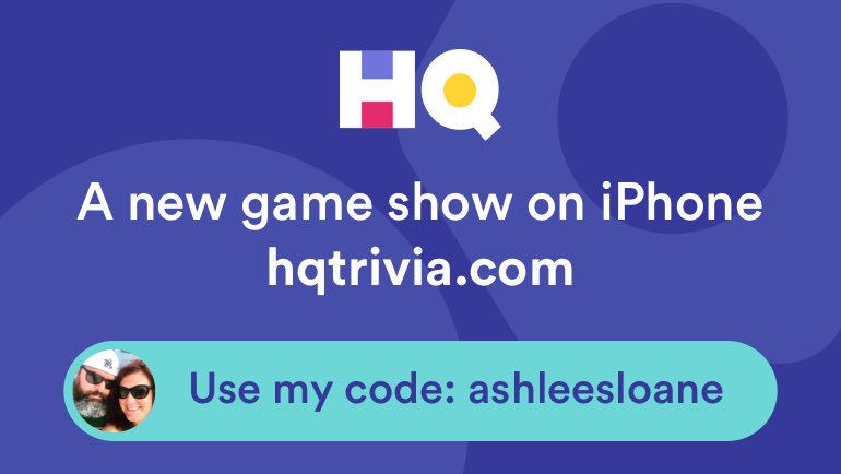MLOAshleeWMyTHL's tweet photo. I’m playing a game called @hqtrivia! You should play too. Use my code ‘ashleesloane’ to sign up https://t.co/lc0gebAwp1 https://t.co/xuynf7baKC