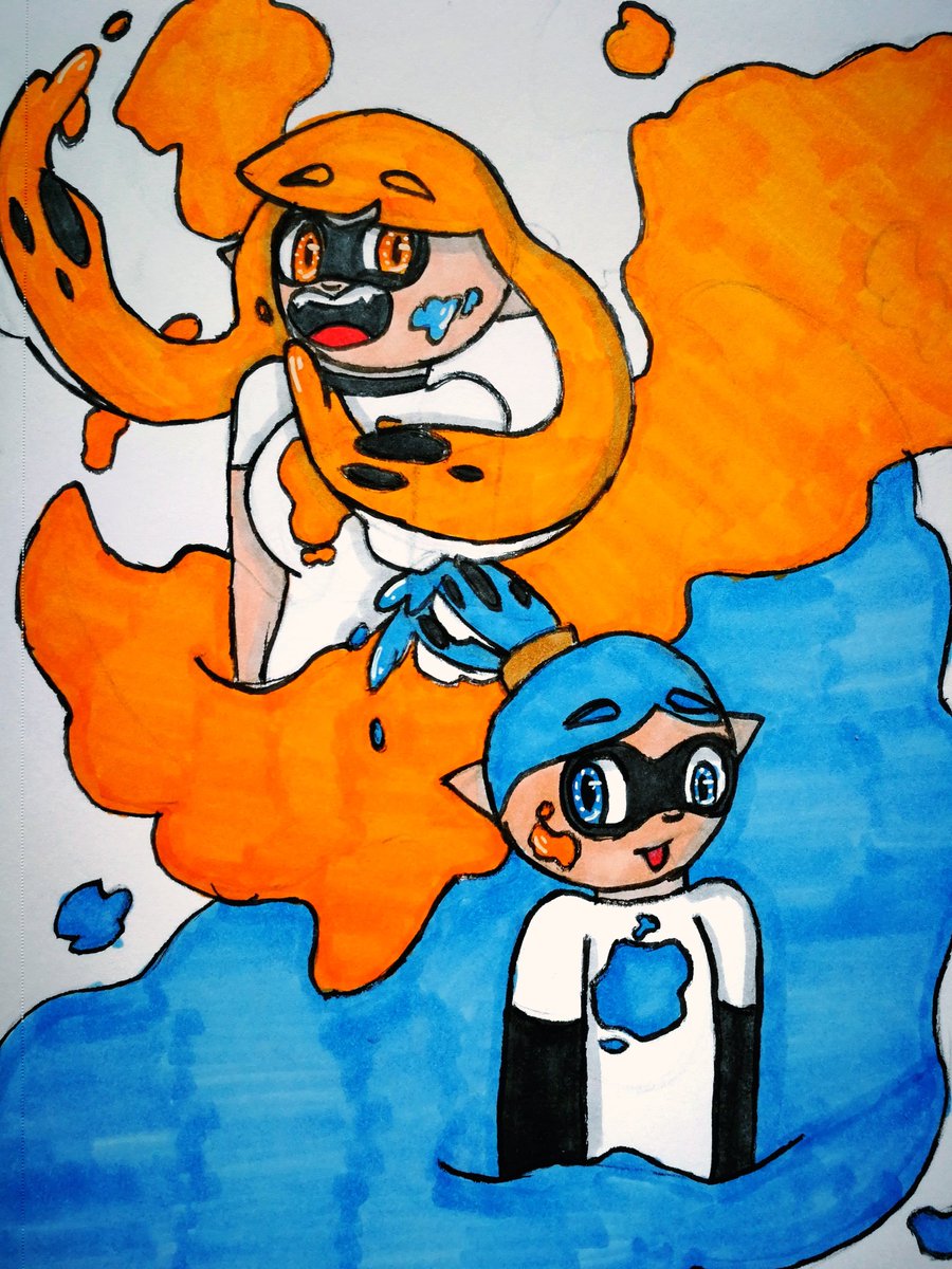 PlanBrewski's tweet photo. My 12yo daughter &amp; 9yo son are in love with Splatoon 2 and haven't even had a chance to play! They both did awesome Splatoon artwork this week to celebrate the @NintendoCanada Switch's first birthday!

#1YearWithNintendoSwitch #NintendoContest #Nintendo #Splatoon2 #dadlife https://t.co/OuiFS06HPM