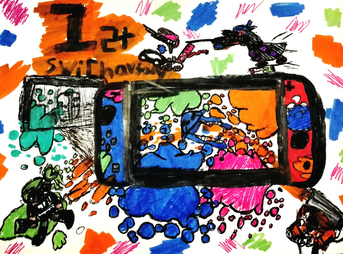 PlanBrewski's tweet photo. My 12yo daughter &amp; 9yo son are in love with Splatoon 2 and haven't even had a chance to play! They both did awesome Splatoon artwork this week to celebrate the @NintendoCanada Switch's first birthday!

#1YearWithNintendoSwitch #NintendoContest #Nintendo #Splatoon2 #dadlife https://t.co/OuiFS06HPM