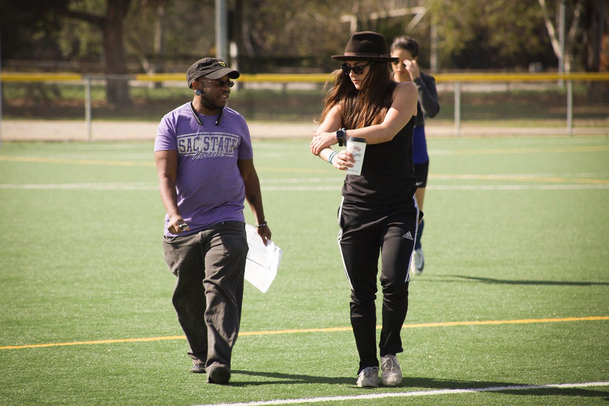 forward_short's tweet photo. Here we have our wonderful director @EvanGorman123, lead actress and producer @aamoon13, and opposite Amanda- lead actress Cristina Méndez making their way down the field as they prepare for the first official day of shooting #Forward! #LGBTfilms #LGBTContentCreators https://t.co/pQ7pogYrWH
