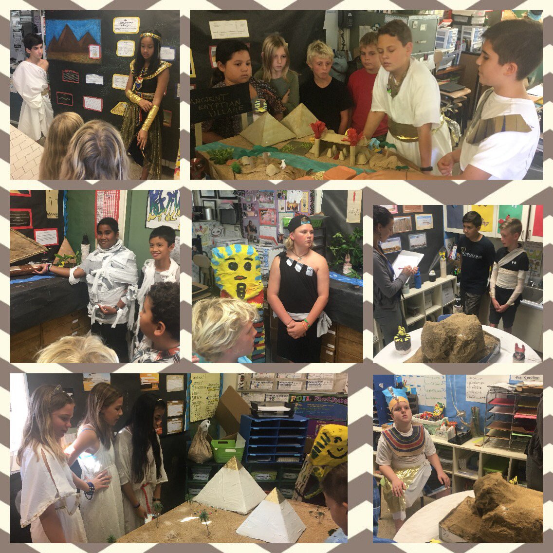 hanaleischool's tweet photo. Egypt Day in action...6th graders sharing their Egypt presentations WaxMuseum style #pharaoh #pyramids #mummies #livingthelearning https://t.co/ImU0xG4rX7