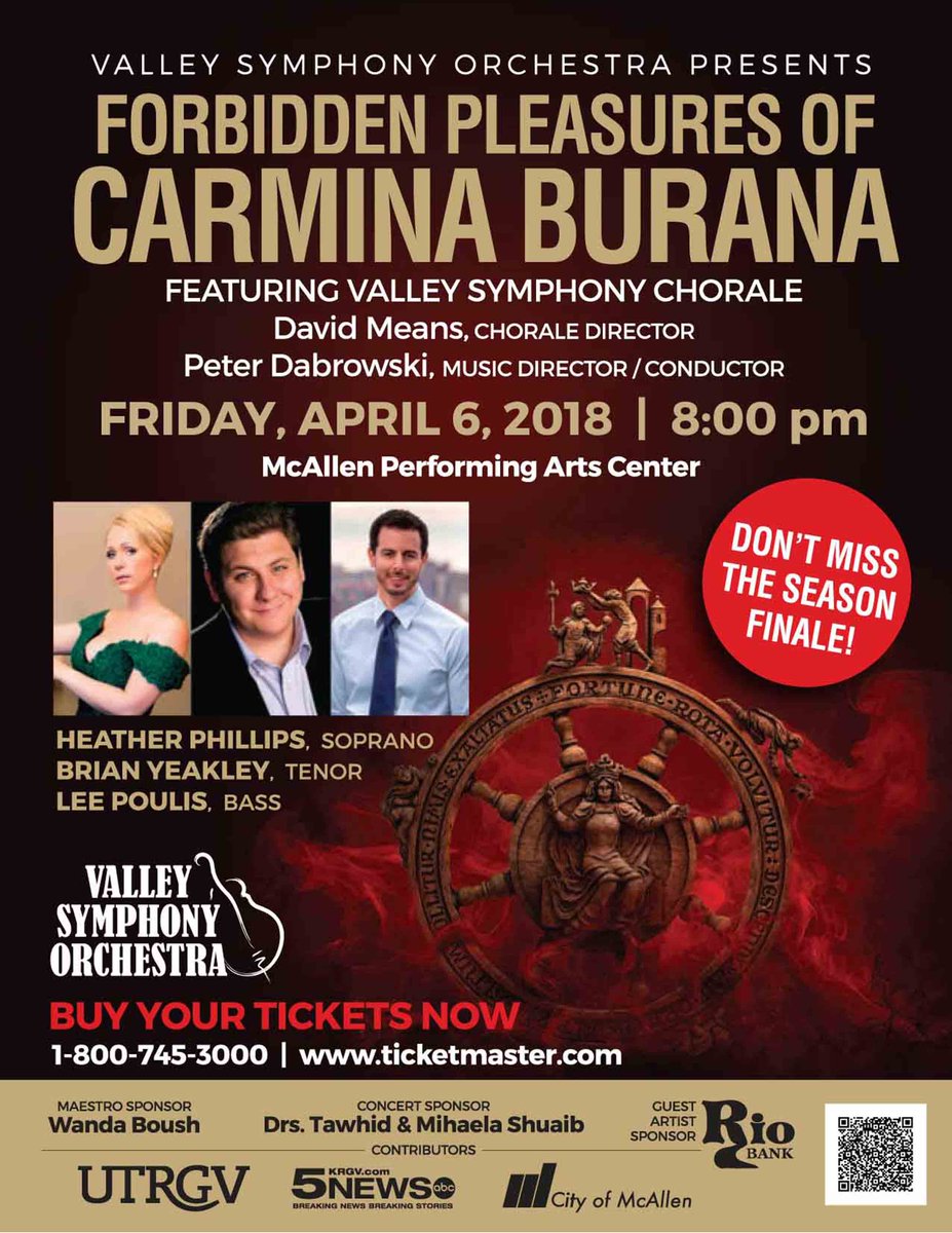 valleysymphony's tweet photo. Don't miss this exciting SEASON FINALE of the @valleysymphony Carmina Burana on Friday, April 6.  For tickets, go to https://t.co/IYcl0U5kfE https://t.co/HdLCkUqeNY