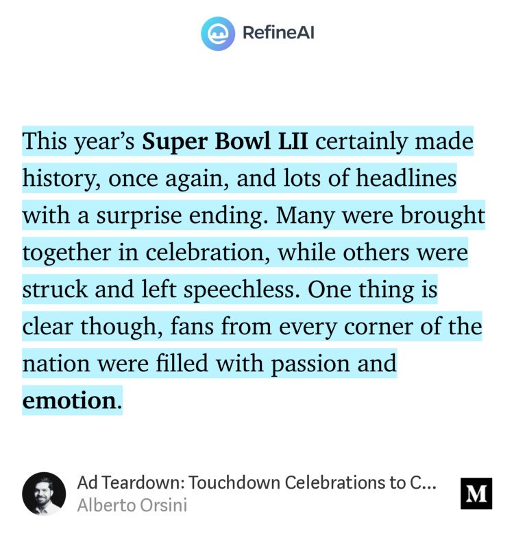 Just published on <a href="/medium/">Medium</a> “Ad Teardown: Touchdown Celebrations to Come | NFL”  medium.com/refineai/ad-te… — <a href="/albertojorsini/">Alberto Orsini</a> #emotionROI