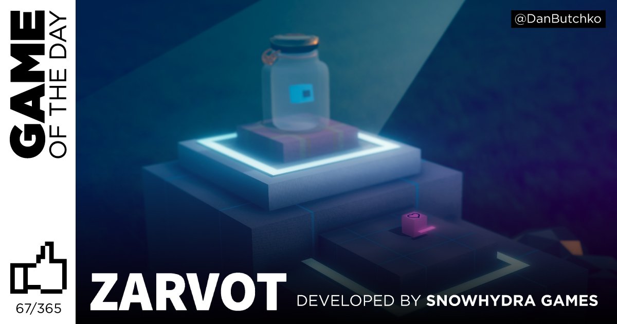 DanButchko's tweet photo. Today's #GameoftheDay: Zarvot by @SnowHydra! Loved this game since Sam 1st showed me 4 years ago. So cool seeing how far it's come in the latest trailer! All about simple cubes but just oozes personality.

Coming soon: https://t.co/zxEkCW0RYu

#gamedev #NYMakesGames #MadeinUnity https://t.co/H09g1tOkkQ