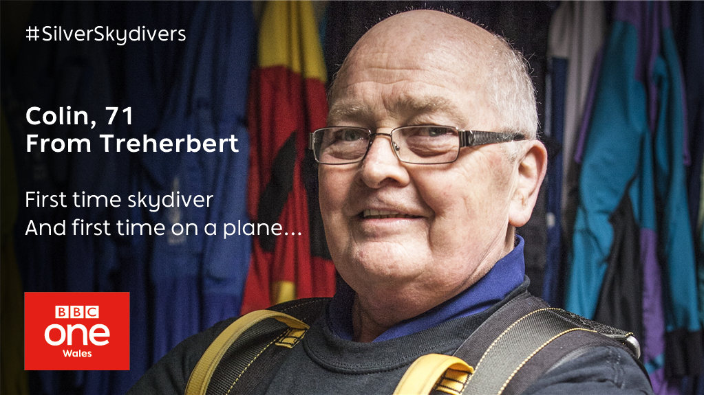 BBCWales's tweet photo. Colin has never been in a plane before, let alone skydived, but he's just one of the over 60s hoping to take the plunge from 12,000ft with @gareththomas14!

🛩 Gareth Thomas' #SilverSkydivers for Sport Relief
⏰ Wednesday 21 March, 9pm
📺@BBCOne Wales https://t.co/CeojfTdQcW