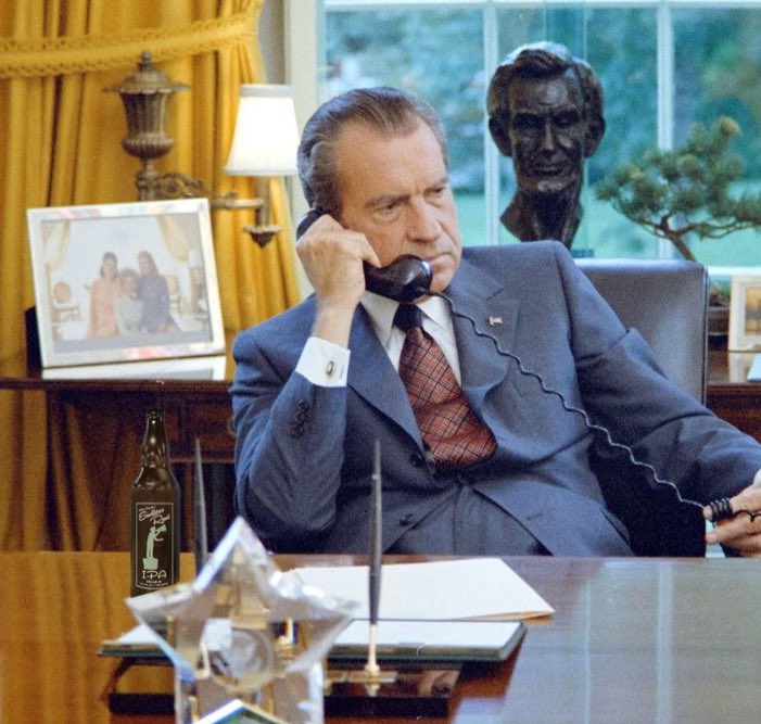 WacoJohnny's tweet photo. Rare #Nixon photo unearthed. #EndlessRantIPA @adamcarolla @LynetteCarolla @CarollaDrinks #IPA https://t.co/hTbk7TW6PD