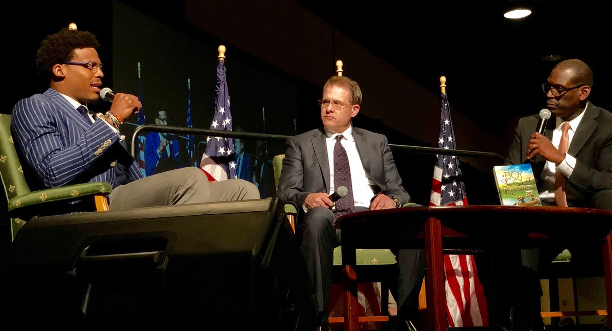 CoachGusMalzahn's tweet photo. Enjoyed seeing @CameronNewton at the  Birmingham @boyscouts American Values Luncheon today!

#WarEagle https://t.co/4EUxtzxunb