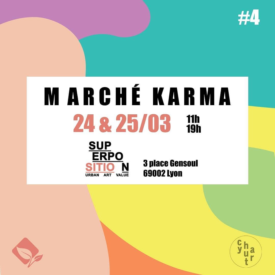 Chayurt's tweet photo. Marché Karma édition de Printemps ! 
> 24 &amp; 25/03 à Perrache. Stands, petite cantine à prix libre, ateliers et conférences.
Programme : https://t.co/TJuJOCOSpO 
#vegan #lyon #lyonvegan #veganlyon #marché https://t.co/jHidFuZ0at