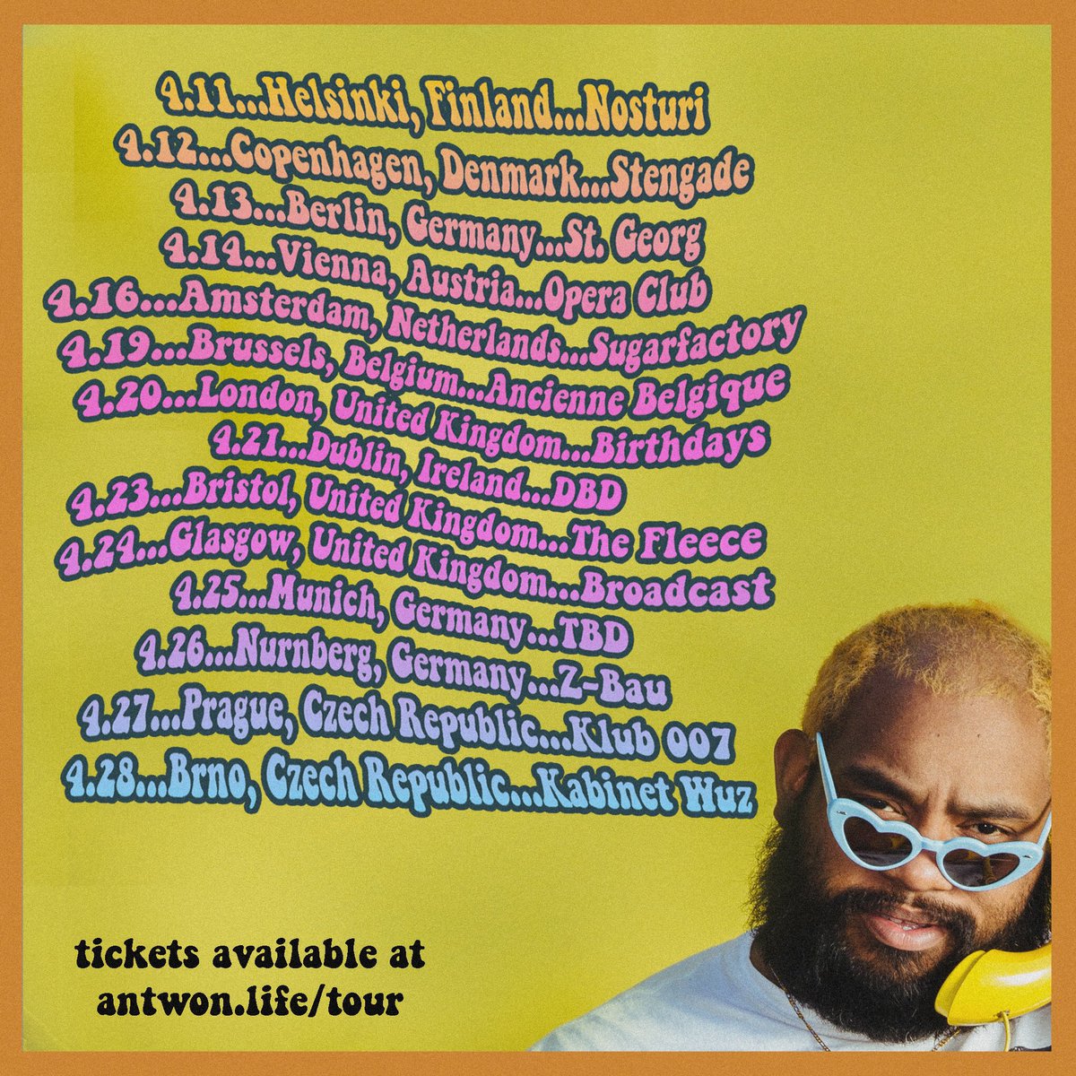 NWNIGHTOUT's tweet photo. .@AAANTWON is headed is Europe &amp; UK this April! Get your tickets now at https://t.co/NmKN5vKBPf! Let us know what city you’re in #EFA2018 https://t.co/TiC3PFWxDE