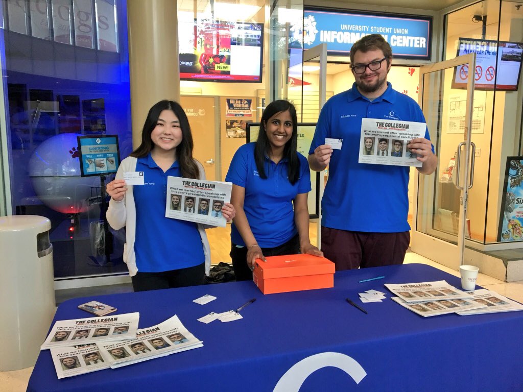 TheCollegian's tweet photo. Didn’t get to catch the presidential debate?? Head over to our Facebook page to watch our livestream of the full event. 🗳
Stay tuned for the highlight video before you vote in the #ASIElections2018
Coming MONDAY. https://t.co/WoGAKdjiZU