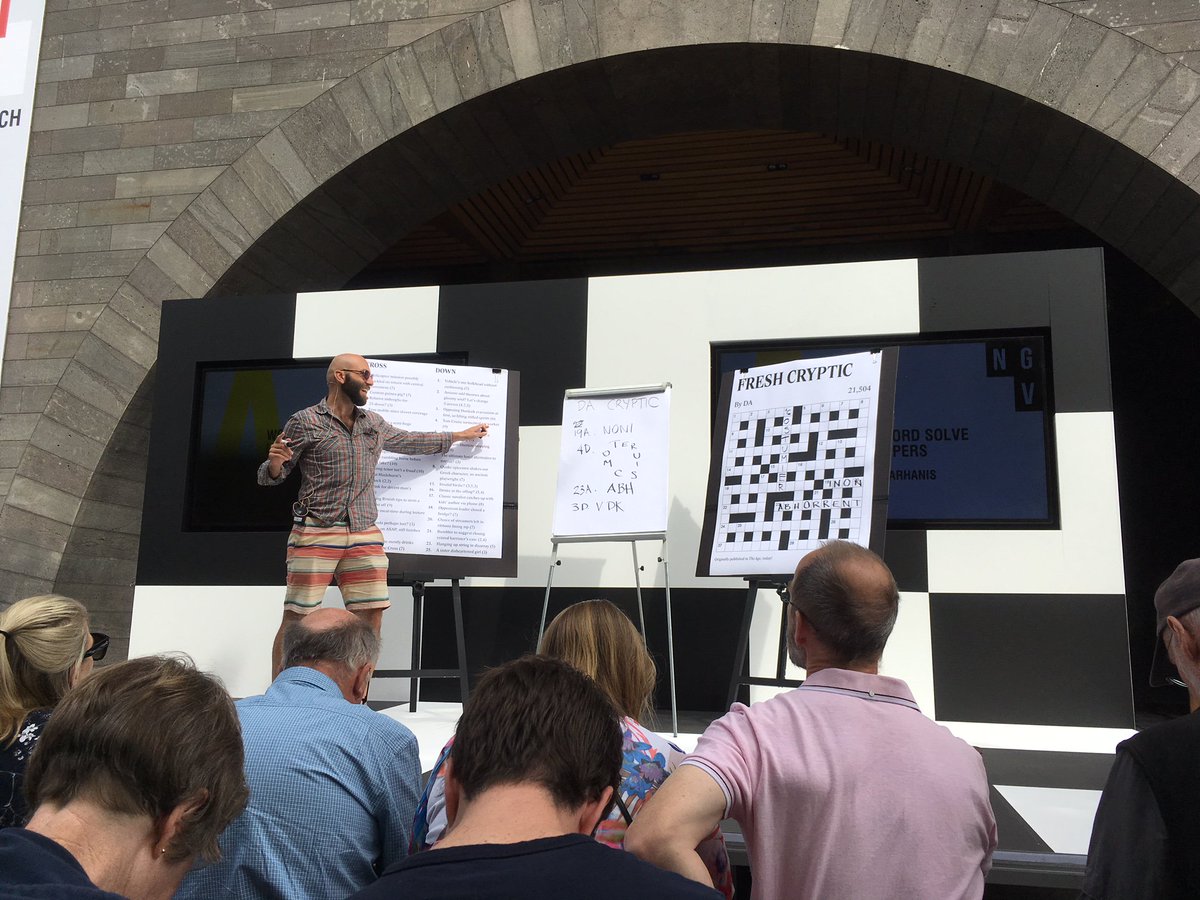 The <a href="/dontattempt/">David Astle</a> cryptic is strong in Melbourne. Head to the NGV today and tomorrow for more crossword fun, featuring <a href="/LRxword/">LR</a>, <a href="/cjrblack/">Christopher Black</a> and @siobhanlinde 

ngv.vic.gov.au/program/word-a…