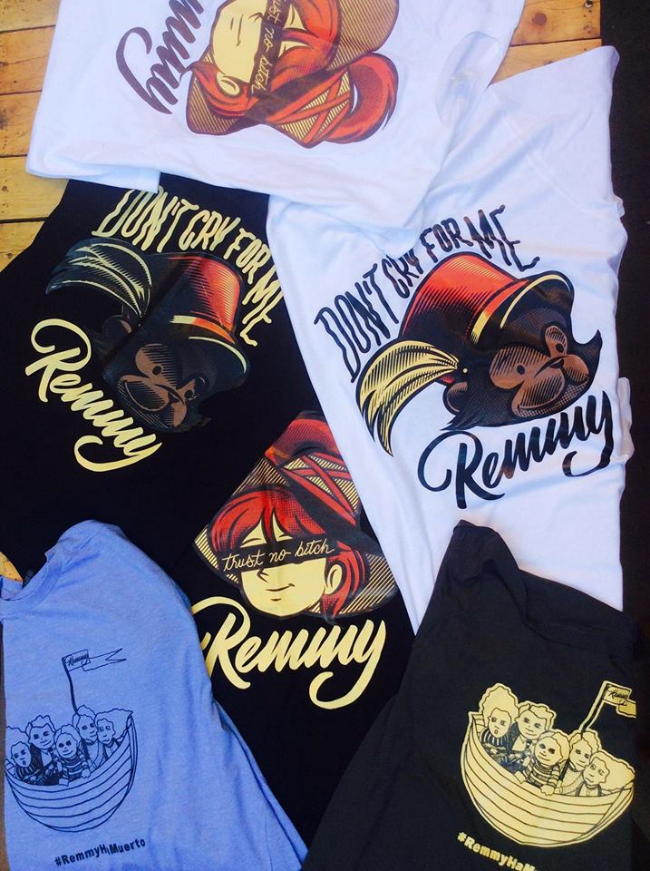 remmyband's tweet photo. merch conmemorativa #remmyhamuerto de venta mañana en el bretón https://t.co/hD8s4dhx8H
