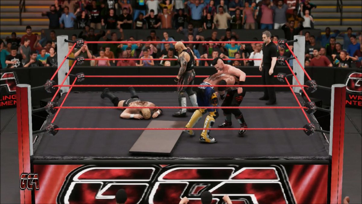 GCAWRESTLING2K's tweet photo. In last nights main event of #GCAWrestling, #PacmanJackson & #YuriTheReaper of #TheTribe defeated the team of the #GCA Global Champion, #HadeMercer and @VavienWhite in some #ExtremeRules action! Yuri builds more momentum towards Sunday! #GCAWrestleVerse #WWE2K18 #PS4 #Episode12 https://t.co/qEot2wiR7Y