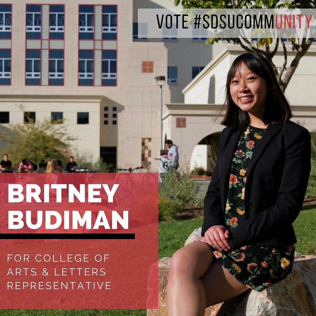 CALCouncilSDSU's tweet photo. As of today, the CAL Student Council has voted on endorsing Britney Budiman, Jada Johnson, &amp; Stephanie Estrada for College of Arts and Letters Representatives. VOTE March 19-22 on Webportal. 😀 #calrepresentatives #vote #webportal #sdsucommunity #voteyou #calstudentcouncil https://t.co/Lt6oXHImgP