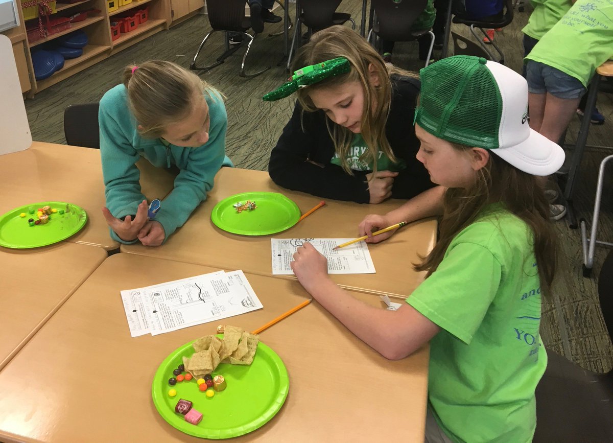 GoofTroopGang's tweet photo. 4A gobbled green goodies while completing our St. Patrick's Day themed Break Out boxes. Inside? Scratch off cards and Brag Tags. What a great way to practice collaboration, cooperation, and teamwork! @CCSDInnovation @MrsJessicaLucas https://t.co/Npq8xW7m1b