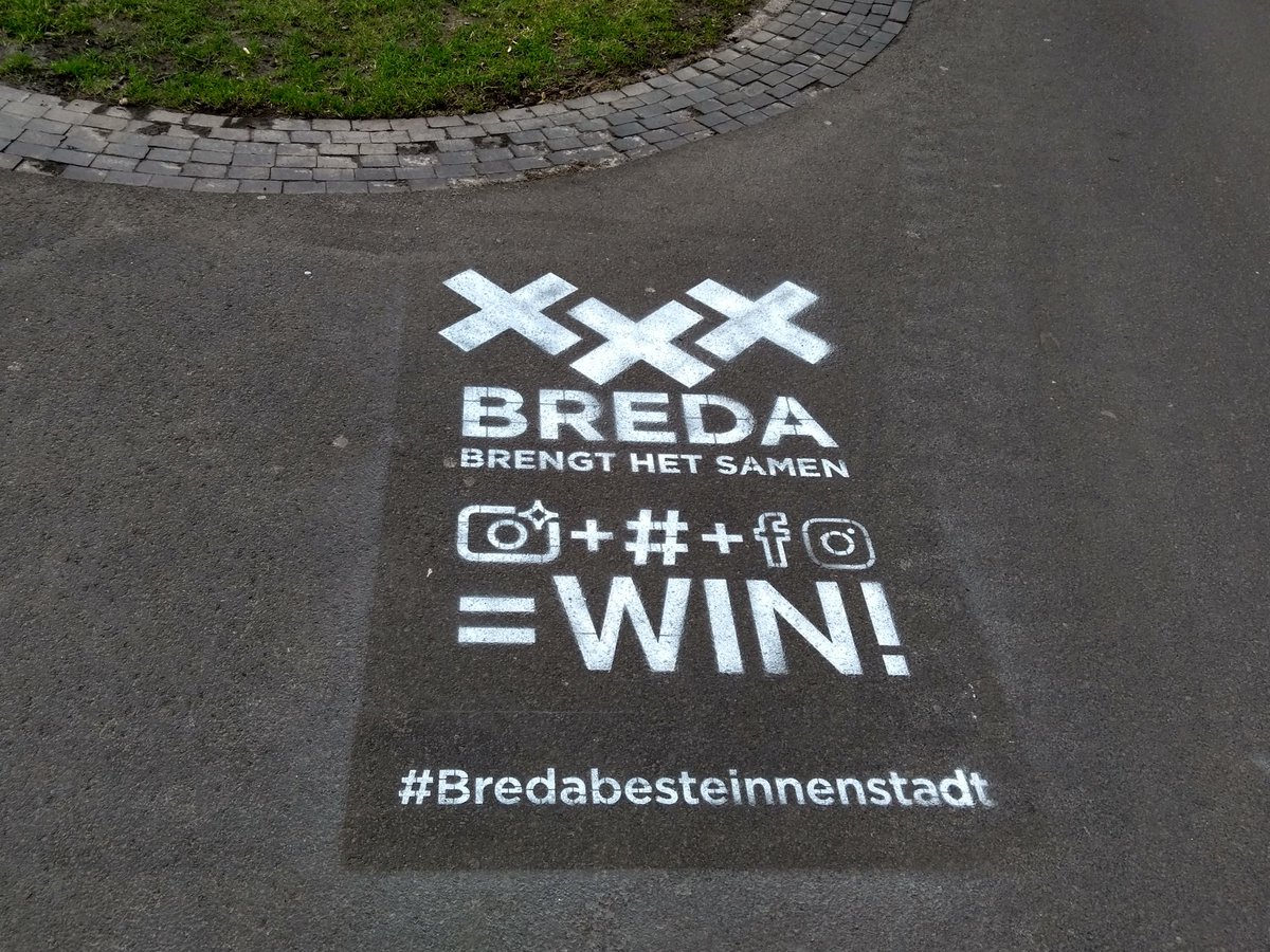 Win met IG en FB #fotowedstrijd #Breda! Spot het #stoepkrijt bericht van de Bredase Citymarketing! Deel deze mét de mooie omgeving en maak kans op een prijs! Gebruik #Bredabestebinnenstad of #Bredabestcity #Bredameilleurcentreville #Bredabesteinnenstadt. Veel succes! #infobreda