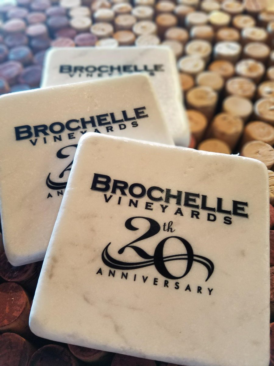 BrochelleWinery's tweet photo. New Merchandise in the tasting room! Carrara Marble Brochelle 20th Anniversary Coasters in stock!
#brochellicious https://t.co/2rdOgyHKrB