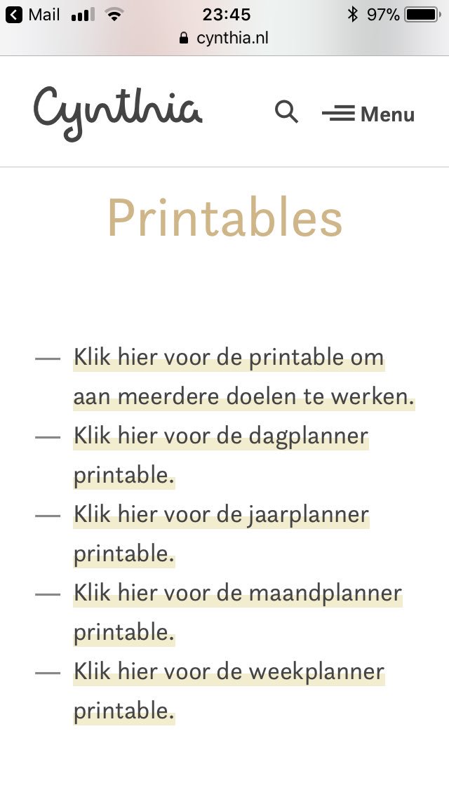 Dank <a href="/cynthiapuntnl/">Cynthia Schultz</a> voor de nieuwe printables! Yes! En dat je zelfs tijd had m’n mail persoonlijk te beantwoorden.  bewijst dat #structuurjunkieinspe echt kan. Het allerleukste van t boek: dromen komen weer dichtbij. En je doet het helemaal zelf! #aanrader