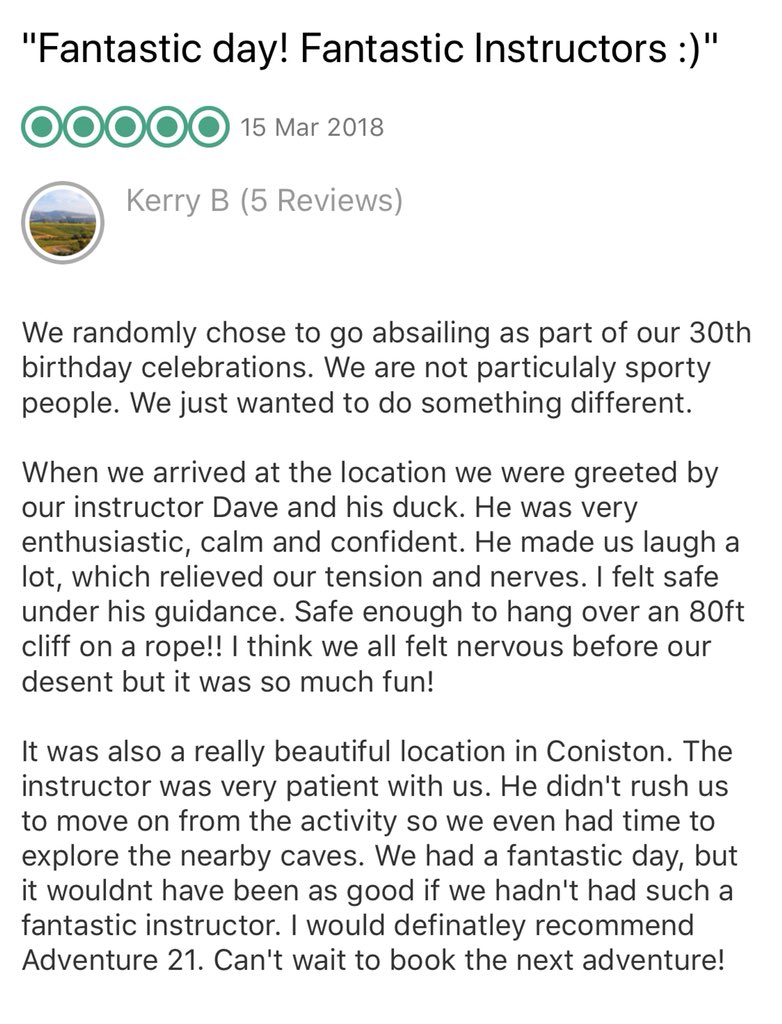 Adventure21Ltd's tweet photo. Another fantastic TripAdvisor review 🙏🏻 #review #reviewer #reviews #custom #customer #customers #customerservice #adventureactivities #manchester #lancashire #lakedistrict #activitiesprovider #activityprovider #windermere #coniston #ambleside #makememories #makingmemories https://t.co/OVtszIDwKO