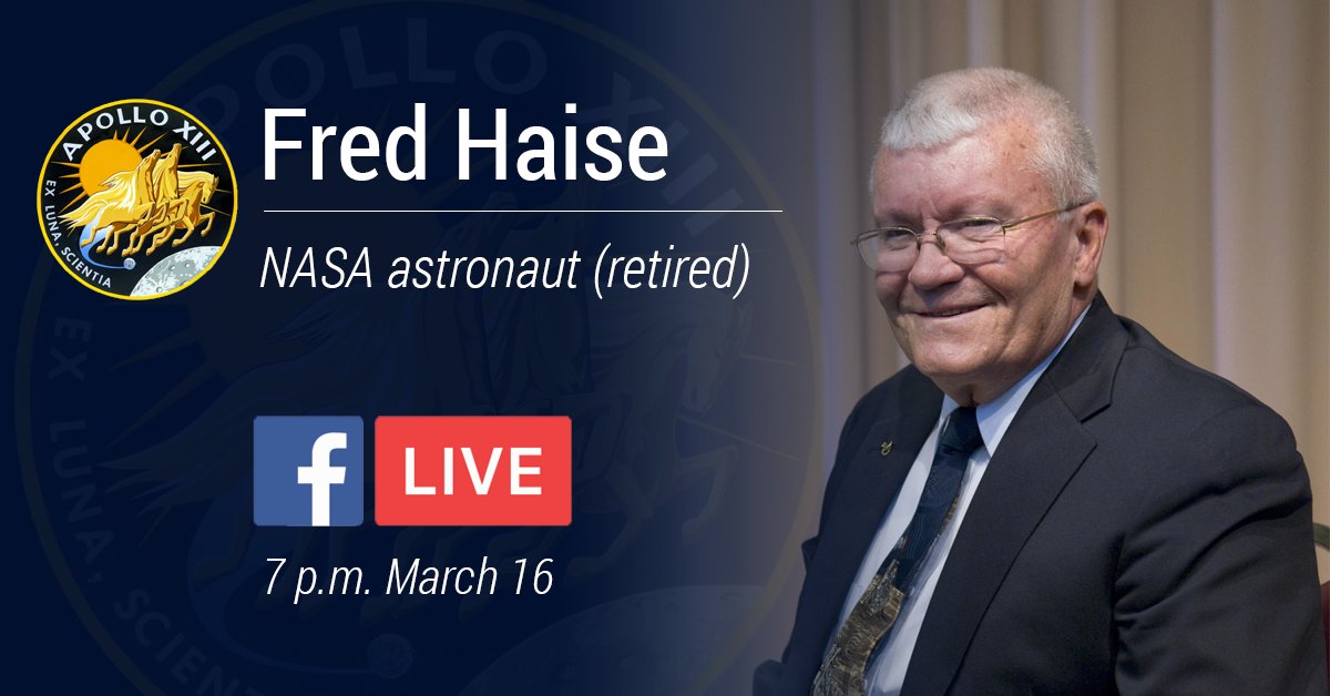 SpaceCenterHou's tweet photo. LIVE: #Apollo13 astronaut Fred Haise discusses that fateful mission, his #NASA career &amp; some of his current projects live on our Facebook page: https://t.co/T9nExx4oQ3 https://t.co/BOiJG7xumD